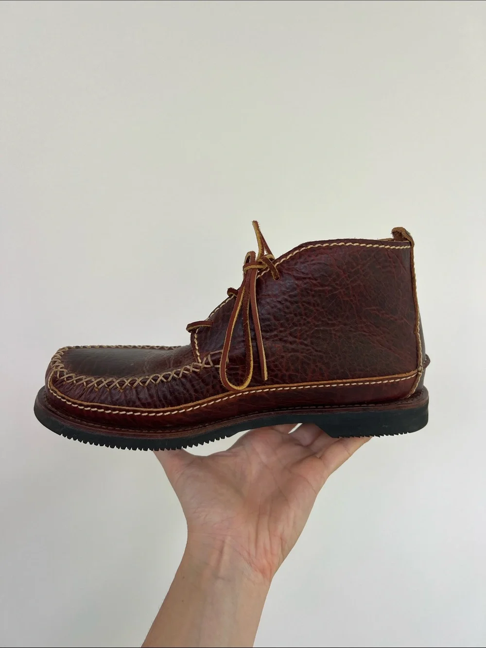 Chippewa red brown leather oxblood burgundy moc toe chukka boots shoes 7.5 2E
